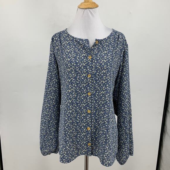 Pleione Blouse Womens XL Extra Large Multi Button Front Floral Print Long Sleeve - Picture 2 of 11